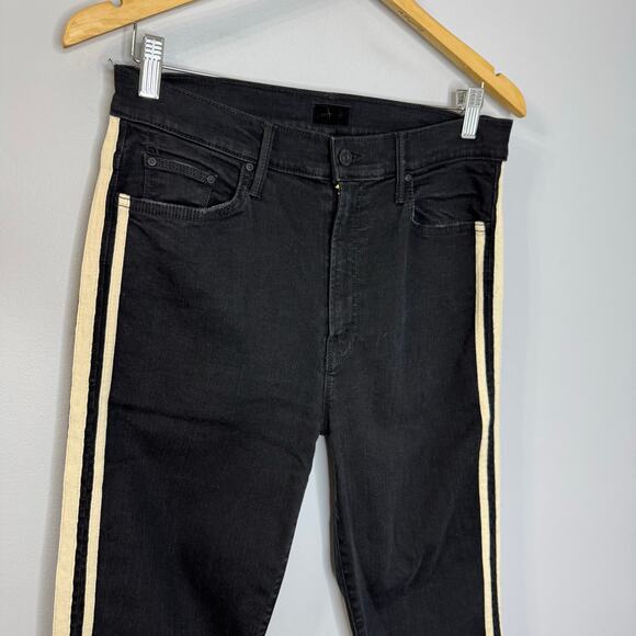 MOTHER Denim Insider Crop Step Fray Black Guilty Racer Jeans High Rise Sz 32 - Picture 5 of 16